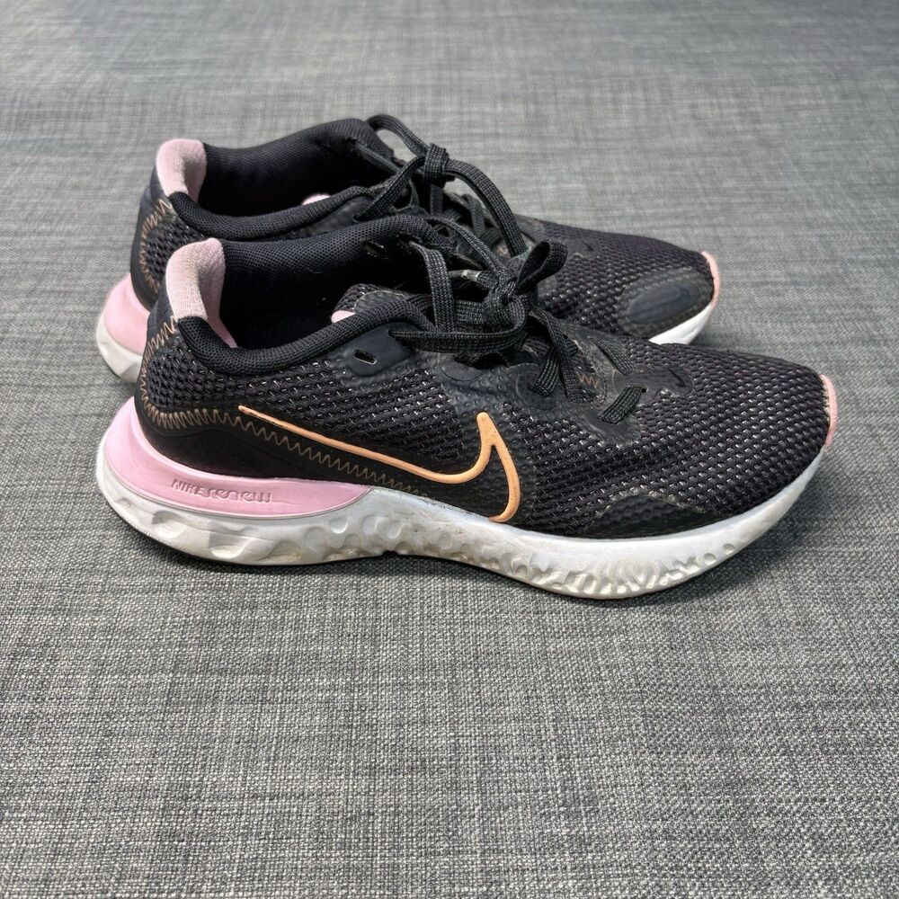Nike Renew Run Black Pink Running Shoes Sneakers Womens 7 CK6360-001 Lace Up